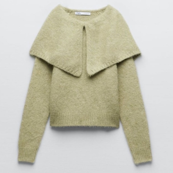 Zara Wide Lapel Knit Sweater New - Picture 2 of 4